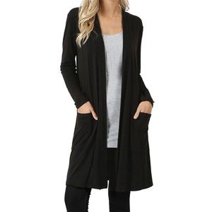 RED Long Sleeve Black Cardigan Size XXL